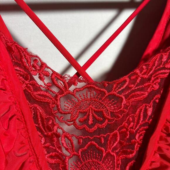 VTG Climax 80s‎ David Howard Red Party Prom NYE Dress Ruffles Dramatic 3/4 *XXS - Picture 2 of 12